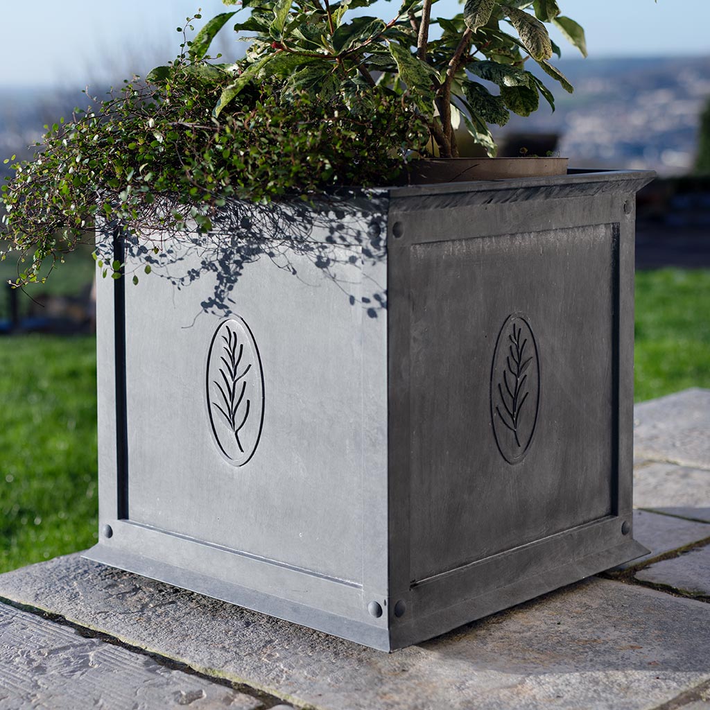 Tuscan Zinc Planter with Olive Leaf Design