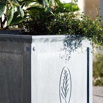 detail of zinc planter