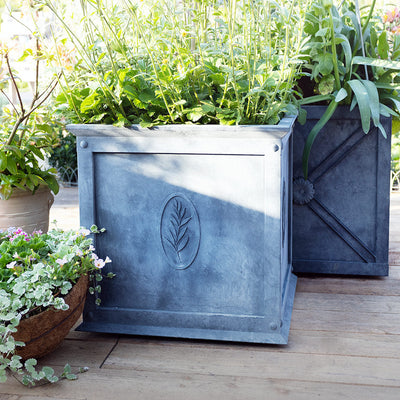 Tuscan Zinc Planter with Olive Leaf Design